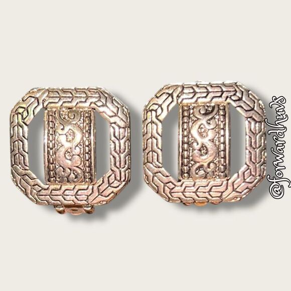 Vintage Silver-Tone Clip-On Earrings | Classic and Elegant - Picture 1 of 10